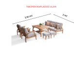 Lotus Ahşap Balkon Takımı ( 3+1+1+masa+2 puf )