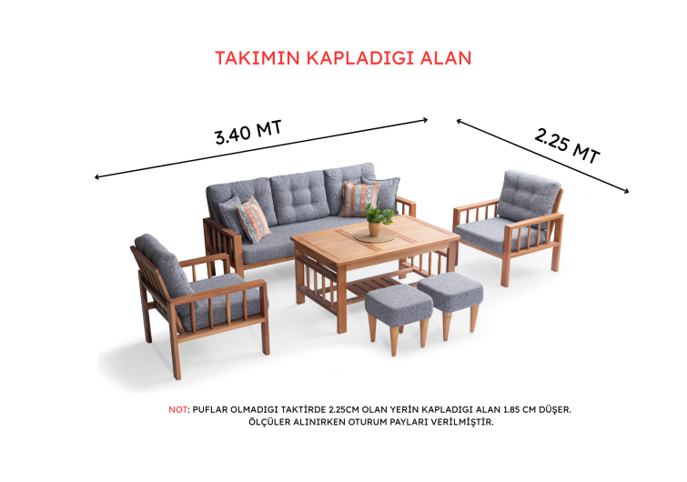Nova Ahşap Balkon Takımı ( 3+1+1+masa+2 puf ) Nova Ahşap Balkon Takımı ( 3+1+1+masa+2 puf )