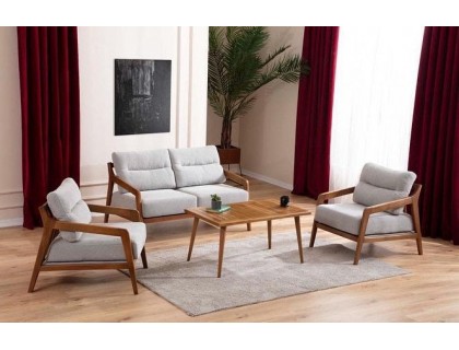 Gavari Ahşap Balkon Takımı ( 3+1+1+masa+2puf )