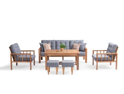 Nova Ahşap Balkon Takımı ( 3+1+1+masa+2 puf )