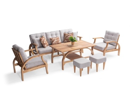 Lotus Ahşap Balkon Takımı ( 3+1+1+masa+2 puf )