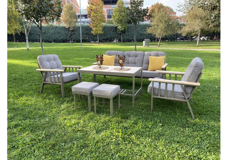 Doğa Metal Balkon Takımı ( 3+1+1+Sehpa+2 puf)